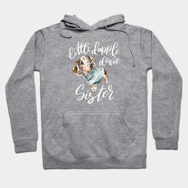 Chocolate Dapple Dachshund Sister Hoodie by stuckyillustration